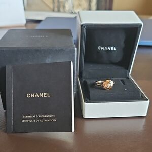 CHANEL Rose Pink Gold and Diamond Ring with Box and Certificate